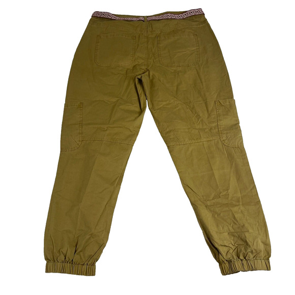 Sundance Catalog Pants Womens 12 Bronze Cargo Jogger Button Fly Belted - Picture 2 of 9